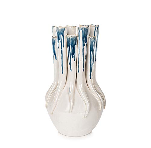 EUROCINSA Ref.18175 Vase Horn, Keramik, Weiß, Blau, 22 Øx39 cm von EUROCINSA