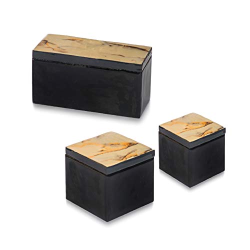 EUROCINSA Ref.26620 Set mit 3 Holzkisten, Polyresin, Schwarz, 10 x 7 x 7 cm, 17 x 7 cm von EUROCINSA