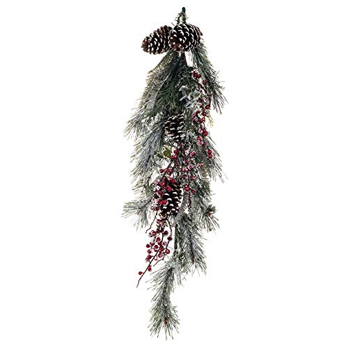 EUROCINSA Ref.29056 Navidad, Zweig mit Nietenzapfen und roten Berrys, Box mit 1 Stück, rot, 5 x 76 cm von EUROCINSA