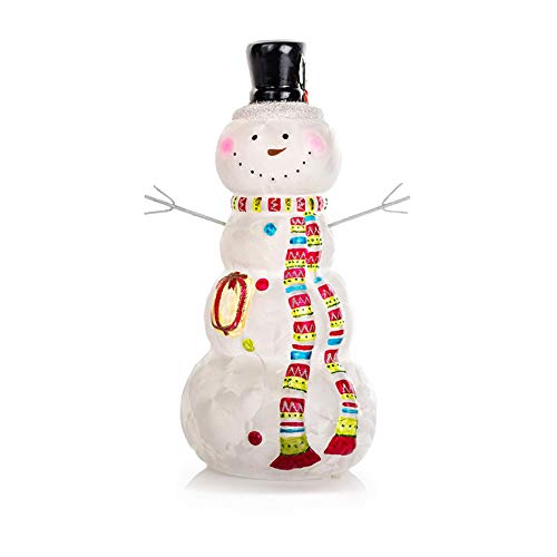 EUROCINSA Schneemann Glas weiß matt mit rotem und grünem Schal ohne Batterien 12 x 25 cm 4 Stück, Einheitsgröße von EUROCINSA