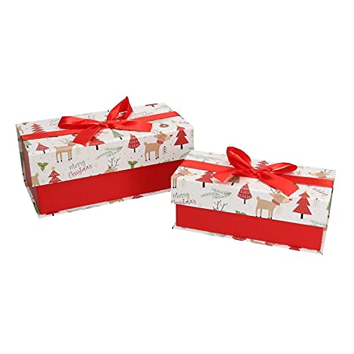 EUROCINSA Set 2 Geschenkboxen mit Magneten Weihnachtsmotiven Farbe 24,2 x 12,2 x 9,8 cm/20 x 9 x 8 cm 2er-Set Pappe, weiß/rot, Einheitsgröße von EUROCINSA