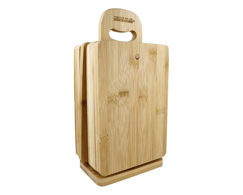 EUROHOME Brotschneidebrett 6er Schneidebrett Set - Frühstücksbrettchen inkl. Brettchenständer, (6-St., Frühstücksbrett 16 x 23 x 1,5 cm), Schneidebrett Bambus - Holzbrett Servierbrett von EUROHOME