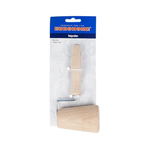 EUROHOME Einhand Backblechroller aus Holz - Eckenroller Ausrollholz Backhelfer - Kuchenblechroller 16 x 8 cm - Mini Nudelholz - Backzubehör Küchenhelfer - Teigroller leicht mit Wasser zu reinigen von EUROHOME