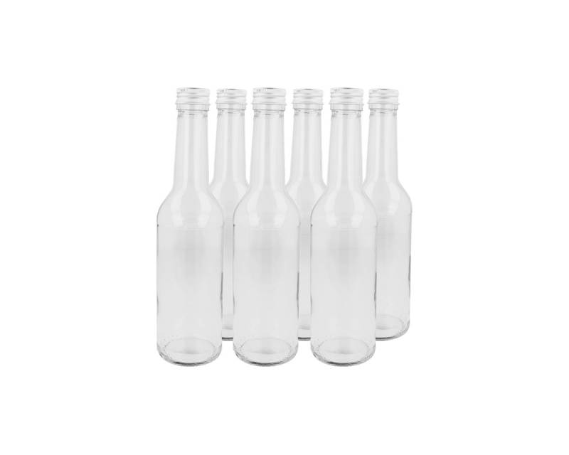 EUROHOME Einmachglas Glasflaschen mit Schraubverschluss und 350 ml Fassungsvermögen, Glas, (1-tlg., 6er Set Schraubflasche 23,5 cm), Liquid Flaschen mit silber Verschraubung von EUROHOME