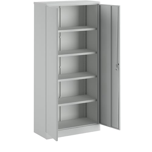 EUROKRAFT | Basic | Universalschrank | HxBxT 1950 x 915 x 421 mm | lichtgrau | Stahlschrank Metallschrank Büroschrank Aktenschrank Mehrzweckschrank von EUROKRAFT