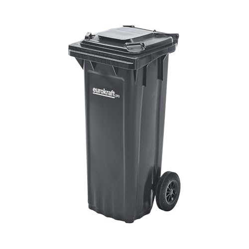 eurokraft | pro | Mülltonne aus Kunststoff DIN EN 840 | Volumen 80 l | BxHxT 448 x 932 x 514 mm | anthrazit von eurokraft