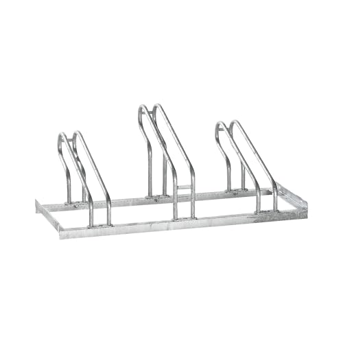 eurokraft | pro | Fahrradständer | Bügel aus 18 mm Stahlrohr | Radeinstellung einseitig | feuerverzinkt | 3 Stellplätze von EUROKRAFT