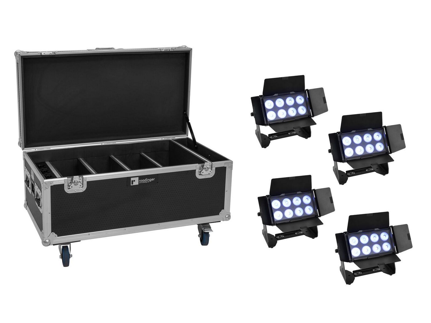 EUROLITE Discolicht EUROLITE 4x AKKU Multiflood IP 8x10W RGBW Wash CRMX + Ladecase von EUROLITE
