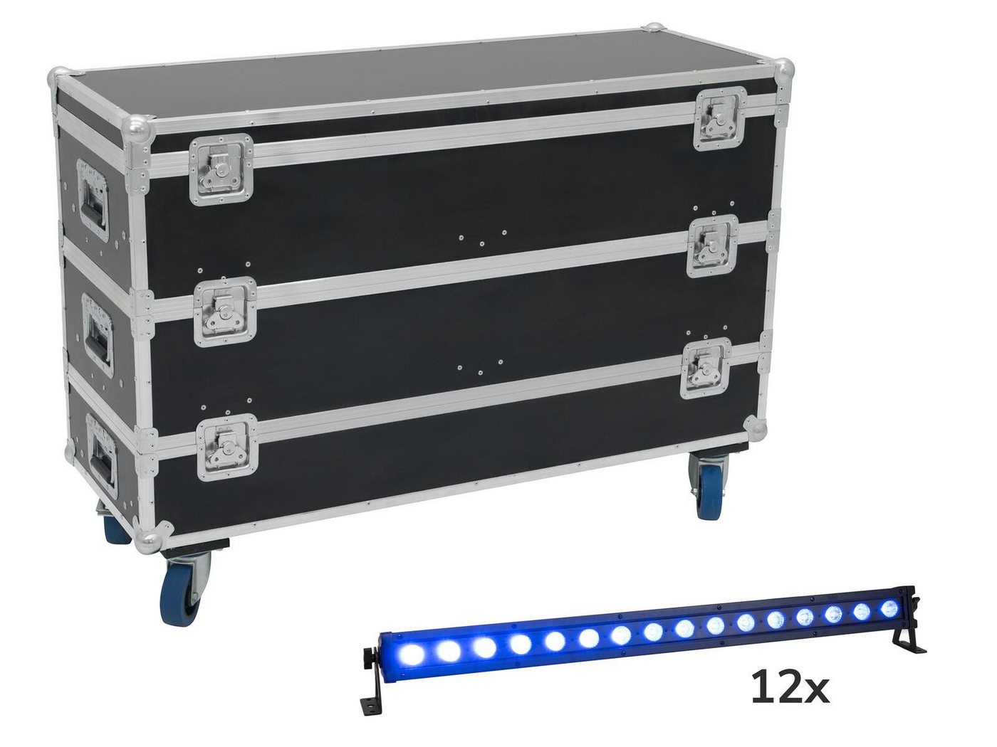 EUROLITE Discolicht EUROLITE Set 12x LED IP T-Bar 16 QCL Leiste + Case mit Rollen von EUROLITE