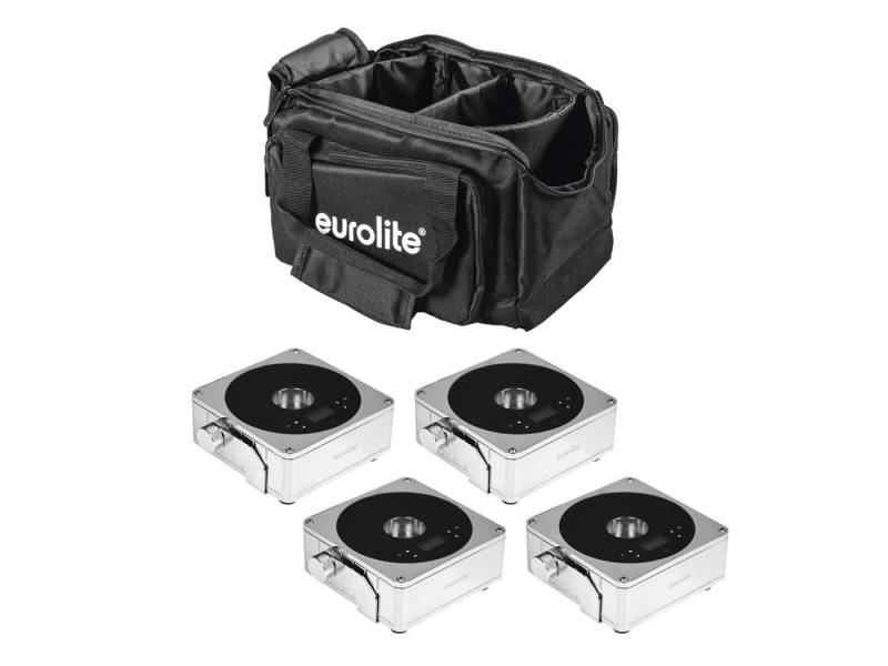 EUROLITE Discolicht EUROLITE Set 4x AKKU IP Flat Light 1 chrom + Soft-Bag von EUROLITE