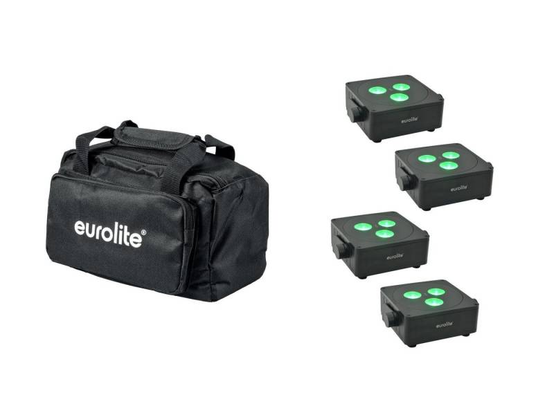 EUROLITE Discolicht EUROLITE Set 4x AKKU IP Flat Light 3 sw + Soft-Bag von EUROLITE