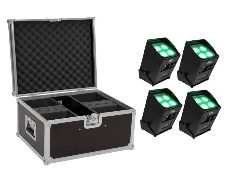 EUROLITE Discolicht EUROLITE Set 4x AKKU IP UP-4 Entry QCL Spot QuickDMX + Case von EUROLITE