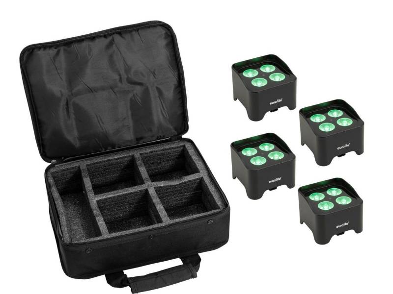 EUROLITE Discolicht EUROLITE Set 4x AKKU Mini UP-4 QCL Spot MK2 + Soft-bag von EUROLITE