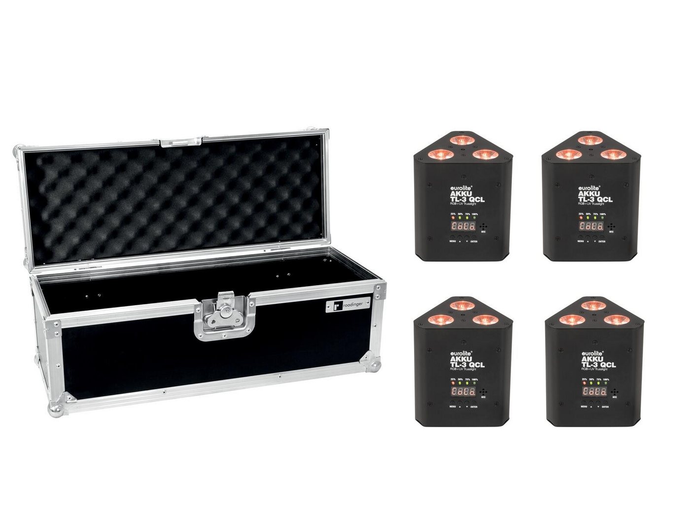EUROLITE Discolicht EUROLITE Set 4x AKKU TL-3 QCL RGB+UV Trusslight + Case von EUROLITE