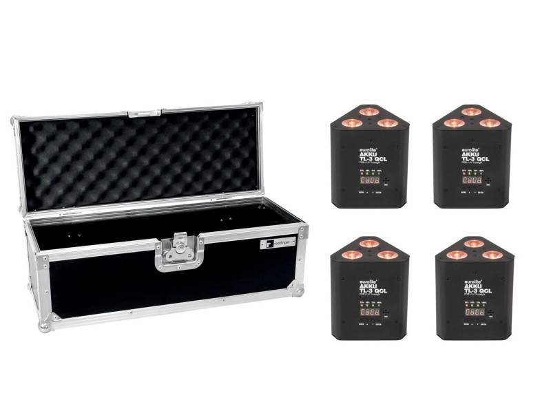 EUROLITE Discolicht EUROLITE Set 4x AKKU TL-3 QCL RGB+UV Trusslight + Case von EUROLITE