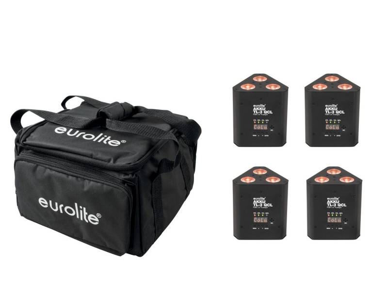 EUROLITE Discolicht EUROLITE Set 4x AKKU TL-3 QCL RGB+UV Trusslight + SB-4 Soft-Bag von EUROLITE
