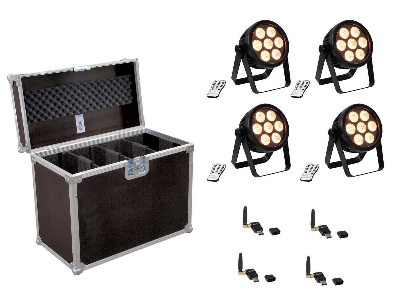 EUROLITE Discolicht EUROLITE Set 4x LED 4C-7 Silent Slim Spot + USB QuickDMX + Case EUROLITE Discolicht EUROLITE Set 4x LED 4C-7 Silent Slim Spot + USB QuickDMX + Case von EUROLITE