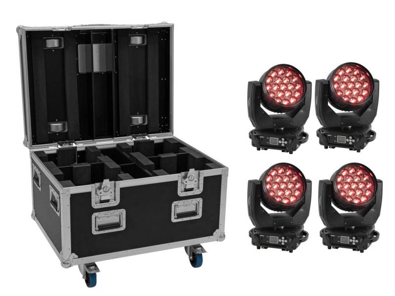 EUROLITE Discolicht EUROLITE Set 4x LED TMH-X4 Moving-Head Wash Zoom + EU Case mit Rollen von EUROLITE