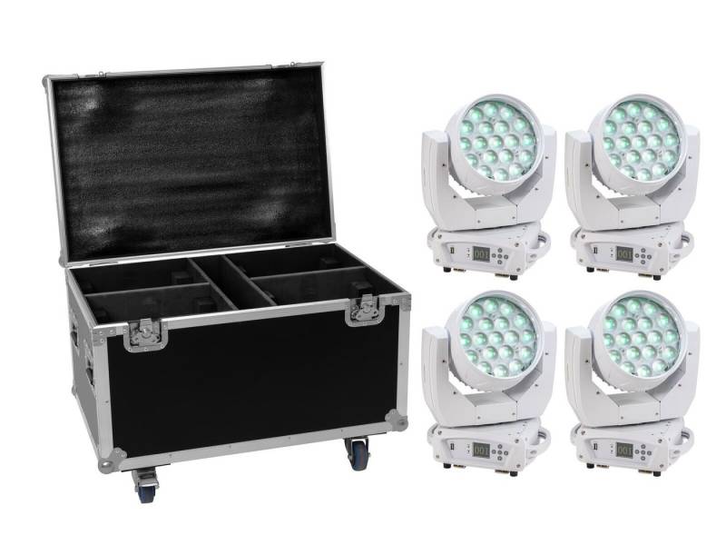 EUROLITE Discolicht EUROLITE Set 4x LED TMH-X4 weiß + Case mit Rollen von EUROLITE