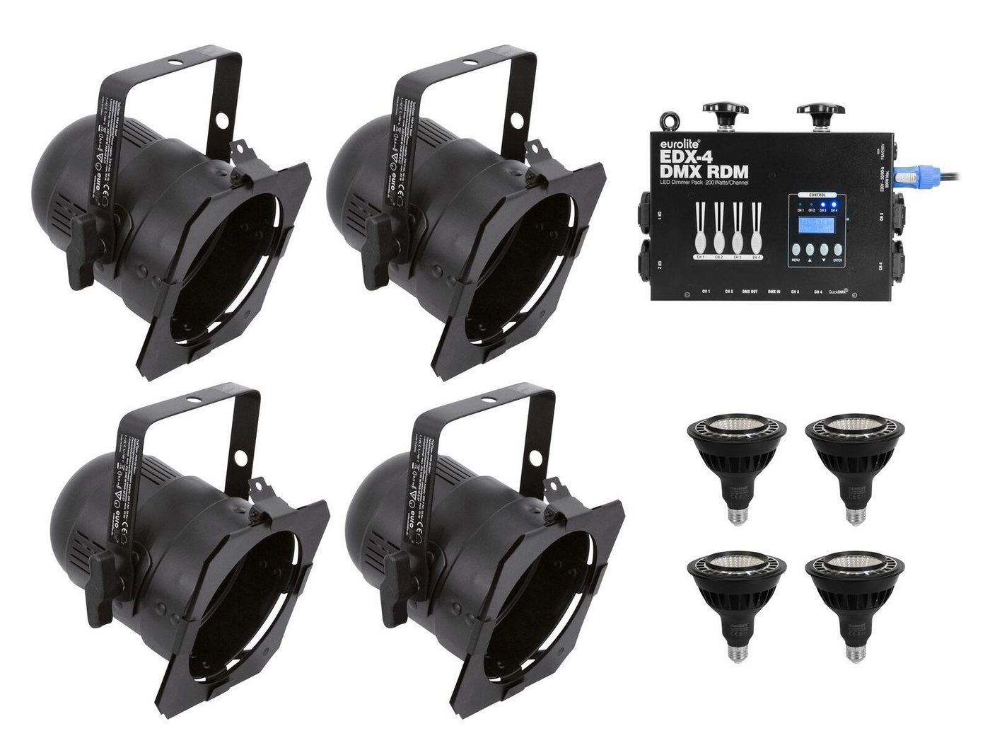 EUROLITE Discolicht EUROLITE Set 4x PAR-38Spot sw dim2warm + EDX-4 DMX RDM LED-Dimmerpack, Weiß EUROLITE Discolicht EUROLITE Set 4x PAR-38Spot sw dim2warm + EDX-4 DMX RDM LED-Dimmerpack, Weiß von EUROLITE