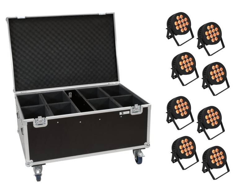 EUROLITE Discolicht EUROLITE Set 8x LED IP PAR 12x8W QCL Spot + Case mit Rollen von EUROLITE
