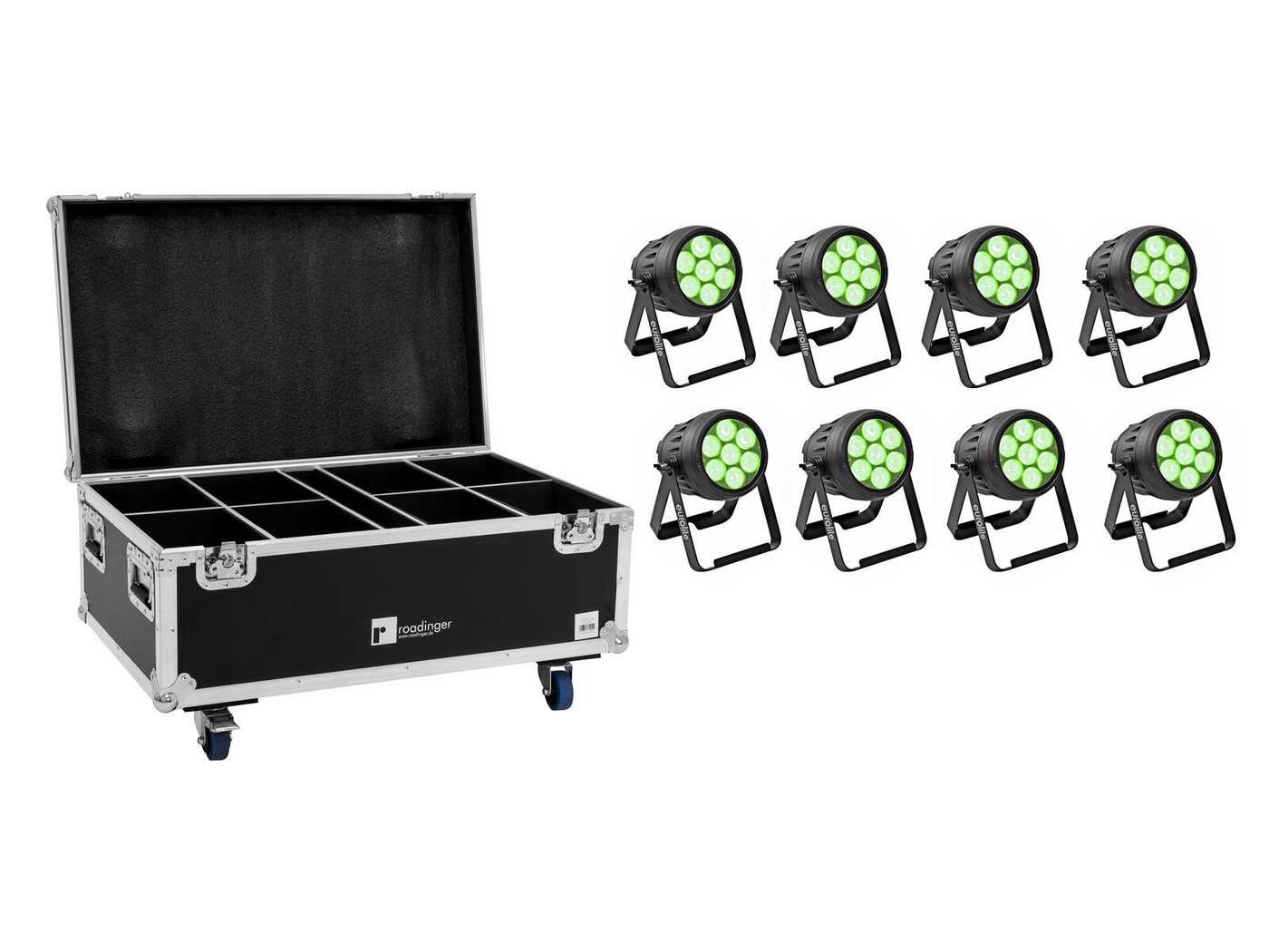 EUROLITE Discolicht EUROLITE Set 8x LED IP PAR 7x10W RGBL Spot + Case von EUROLITE