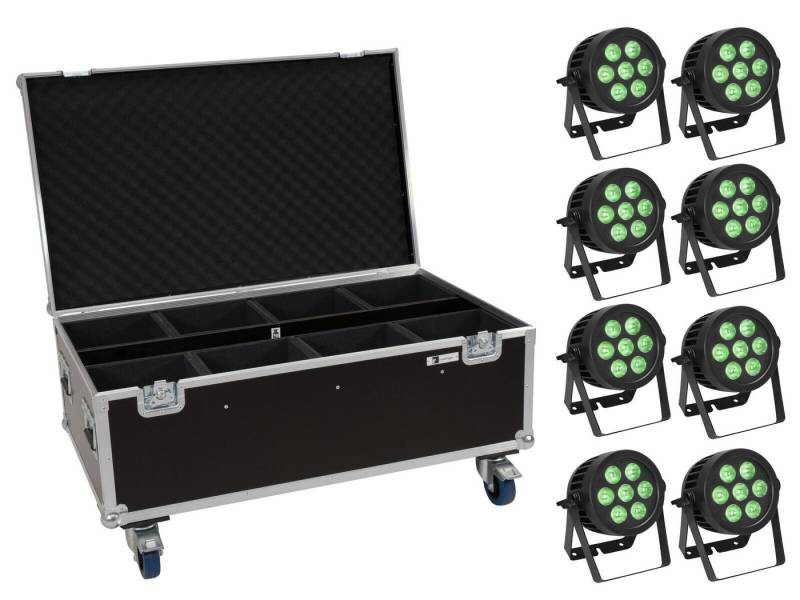 EUROLITE Discolicht EUROLITE Set 8x LED IP PAR 7x8W QCL Spot + Case mit Rollen von EUROLITE
