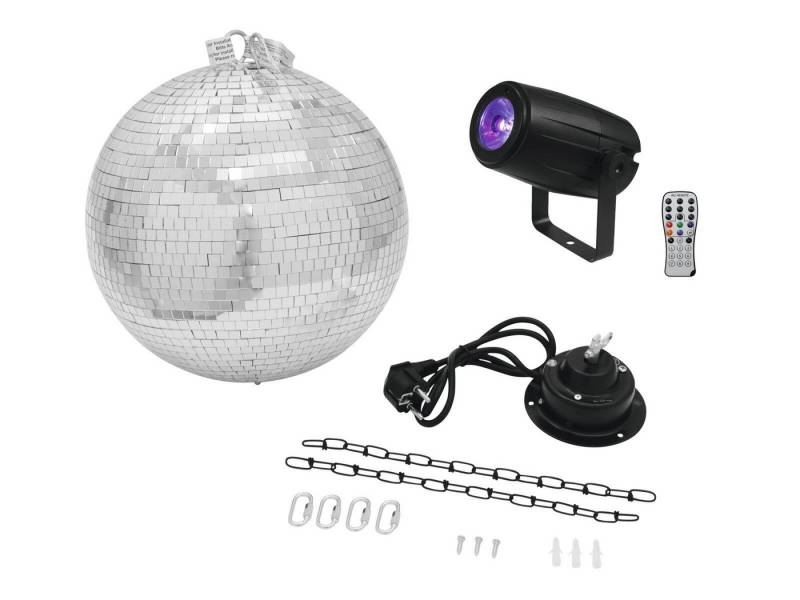 EUROLITE Discolicht EUROLITE Set Spiegelkugel 30cm mit Motor + LED PST-5 QCL Spot sw von EUROLITE