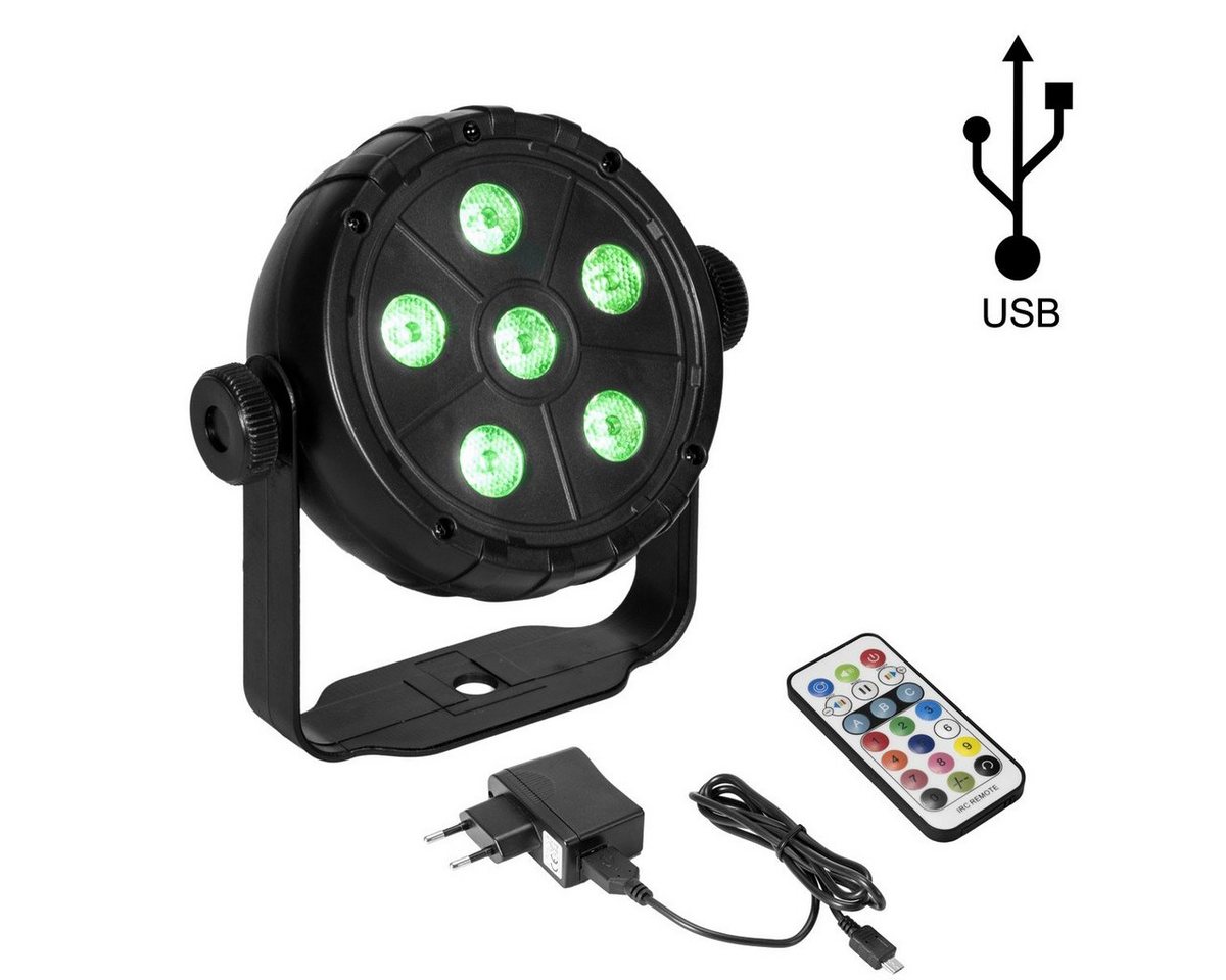 EUROLITE Discolicht USB Party Spot 6 RGB LED Musiksteuerung + Automatik Fernbedienung, RGB (rot, grün, blau) von EUROLITE