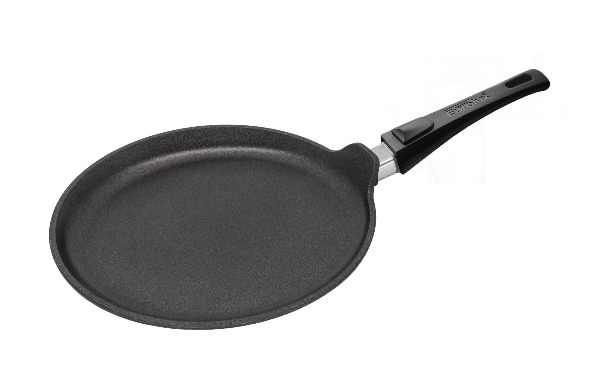 Crepes-Pfanne 28 cm – flacher Rand, LuxTec® Antihaft, Thermoboden, abnehmbarer Griff, für alle Herdarten, Made in Germany von EUROLUX®