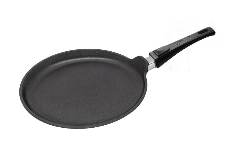 Crepes-Pfanne 28 cm – flacher Rand, LuxTec® Antihaft, Thermoboden, abnehmbarer Griff, für alle Herdarten, Made in Germany von EUROLUX®