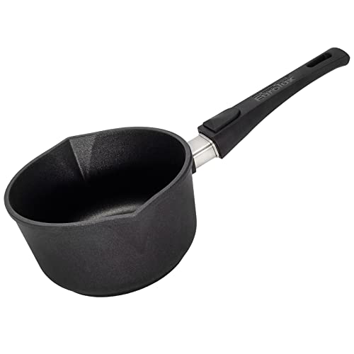 Eurolux Guss-Milchtopf Induktion Ø 18 cm abnehmbarer Stiel - kleiner Stieltopf Aluguss mit Antihaft-Beschichtung - Made in Germany von Eurolux