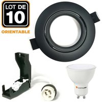 Europalamp - 10 Schwenkbare EinbauEinbaustrahlers Mattschwarz GU10 led 5W eqv. 40W Warmweiß 3000K von EUROPALAMP