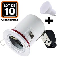 10 Spot bbc Orientable RT2012 IP20 Weiß + Glühlampe GU10 5W Neutralweiß + Fassung von EUROPALAMP