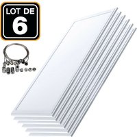 Europalamp - 6er- LED-Fliesen 40W 12030 pmma Neutralweiß 4000k + 6 Kits Hängekabel von EUROPALAMP
