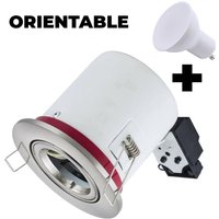 BBC schwenkbarer Einbaustrahler inox IP20 + GU10 7W Glühlampe Neutralweiß + Fassung von EUROPALAMP