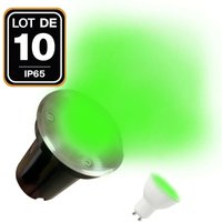 Europalamp - 10 Spots Encastrables de Sol Rond Inox 304 Exterieur IP65 + Ampoules GU10 5W vert von EUROPALAMP