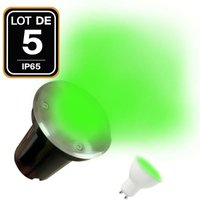 Europalamp - 5 Spots Encastrables de Sol Rond Inox 304 Exterieur IP65 + Ampoules GU10 5W vert von EUROPALAMP