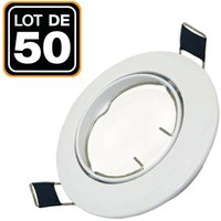 Europalamp - 50 Schwenkbare Einbaurahmen LED-Spot, rund, weiß - Durchmesser 90mm - Bohrloch 65mm von EUROPALAMP