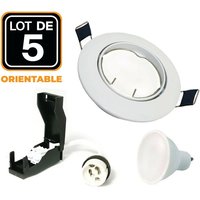 5 Spot encastrable orientable blanc avec GU10 led de 5W eqv. 40W Blanc Chaud 3000K von EUROPALAMP