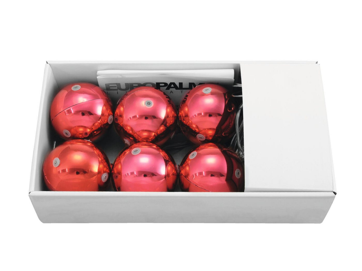 EUROPALMS Dekoobjekt EUROPALMS LED Weihnachtskugel 6cm, rot 6x von EUROPALMS