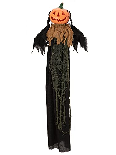 EUROPALMS Halloween Figur Kürbiskopf, animiert 115cm | Animierte Hängefigur Kürbiskopf von EUROPALMS