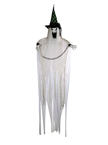 EUROPALMS Halloween Geist, hängend, animiert, 183cm | Animierte Gespensterfigur mit Spitzhut für Ihre Halloween-Dekoration von EUROPALMS
