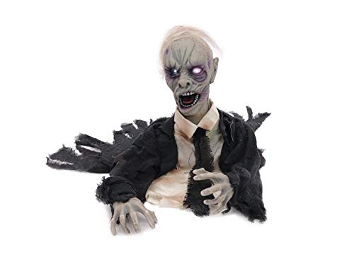 EUROPALMS Halloween Zombie, animiert 43cm | Zombiefigur zum Aufstellen mit Licht- und Soundeffekt von EUROPALMS