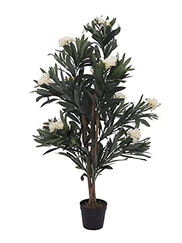 EUROPALMS Oleanderbaum, Kunstpflanze, weiß, 120 cm | Oleanderbaum mit weißen Blüten von EUROPALMS