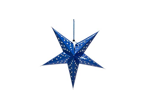 EUROPALMS Stern Laterne, Papier, blau, 50 cm | Faltbarer Weihnachtsstern mit ausgestanzten Motiven | Papierstern einfach aufklappbar durch Kordel mit Klemmhalter | Geeignet für Beleuchtung | 3D-Effekt von EUROPALMS