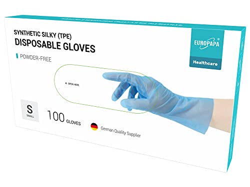 EUROPAPA® 100, 200, 300, 450 Stk Vorteilspack TPE transparenz und blau Einweghandschuhe in Box Einmalhandschuhe latexfrei Gummihandschuhe puderfrei Handschuhe in Gr. S,M,L,XL (Blau-100, S) von EUROPAPA