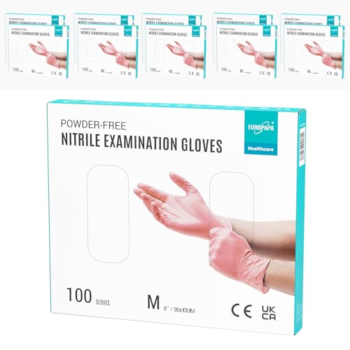 EUROPAPA® 1000x Nitrilhandschuhe Einweghandschuhe puderfrei Untersuchungshandschuhe EN455 EN374 latexfrei Einmalhandschuhe Handschuhe in Gr. S, M, L & XL verfügbar (Rosenrot, M) von EUROPAPA
