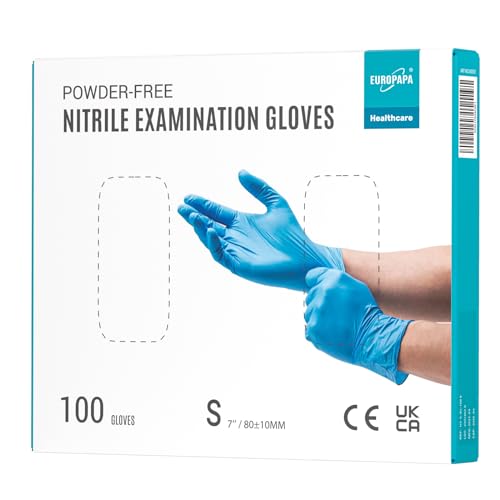 EUROPAPA® 100x Nitrilhandschuhe blau S Einweghandschuhe Einmalhandschuhe Untersuchungshandschuhe Nitril Handschuhe puderfrei ohne Latex unsteril latexfrei disposible gloves von EUROPAPA