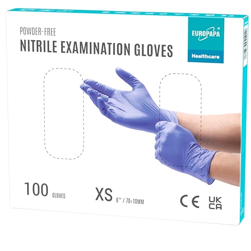 EUROPAPA® 100x Nitrilhandschuhe Lila Box Einweghandschuhe Einmalhandschuhe Untersuchungshandschuhe Nitril Handschuhe puderfrei ohne Latex unsteril latexfrei disposible gloves von EUROPAPA